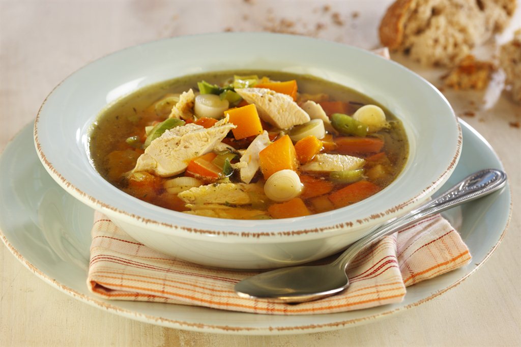 Gresskarsuppe med kylling