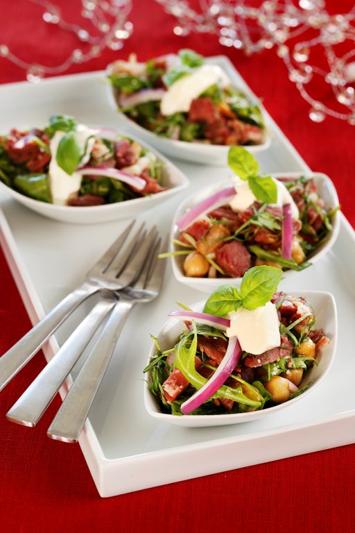 Hvit bønnesalat med pinnekjøtt