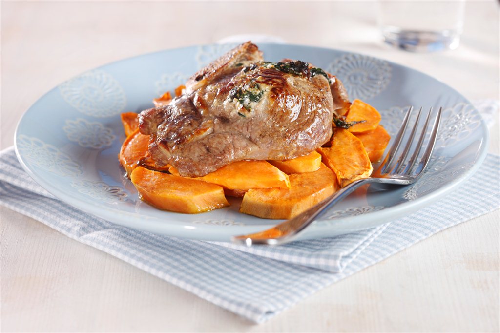 Fylt lam med søtpotet