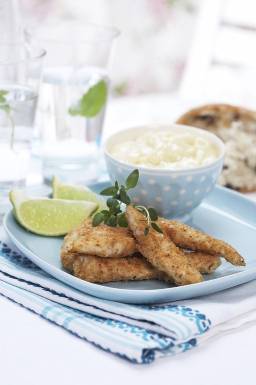 Sprø kylling med hvitløksmajones