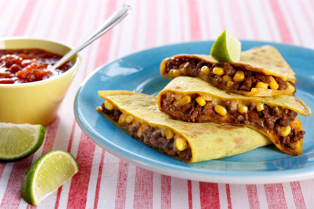 Quesadilla med kjøttdeig og mais