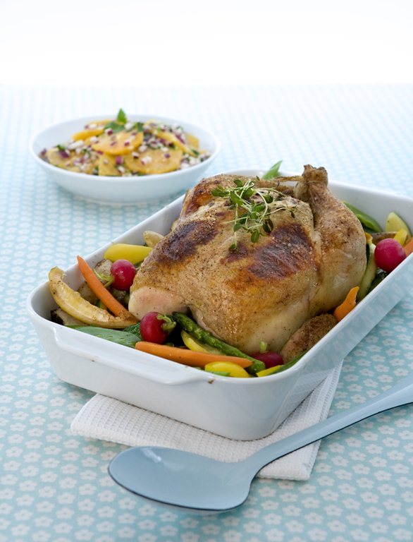 Helstekt kylling med urter og mascarpone