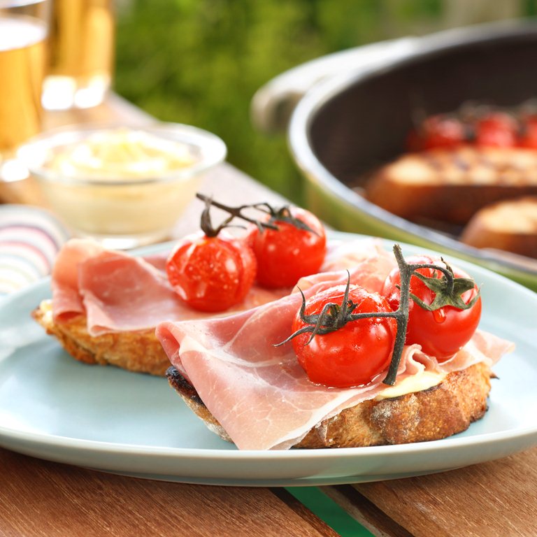 Grillet bruschetta med spekeskinke 