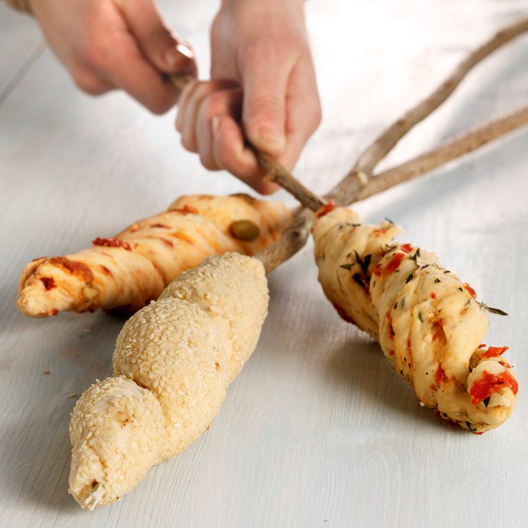 Pinnebrød med chorizopølse 