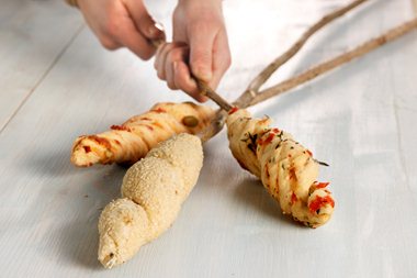 Pinnebrød med chorizopølse 