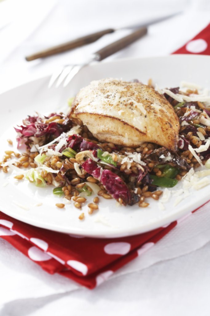 Kyllingfilet med lun helkornsalat