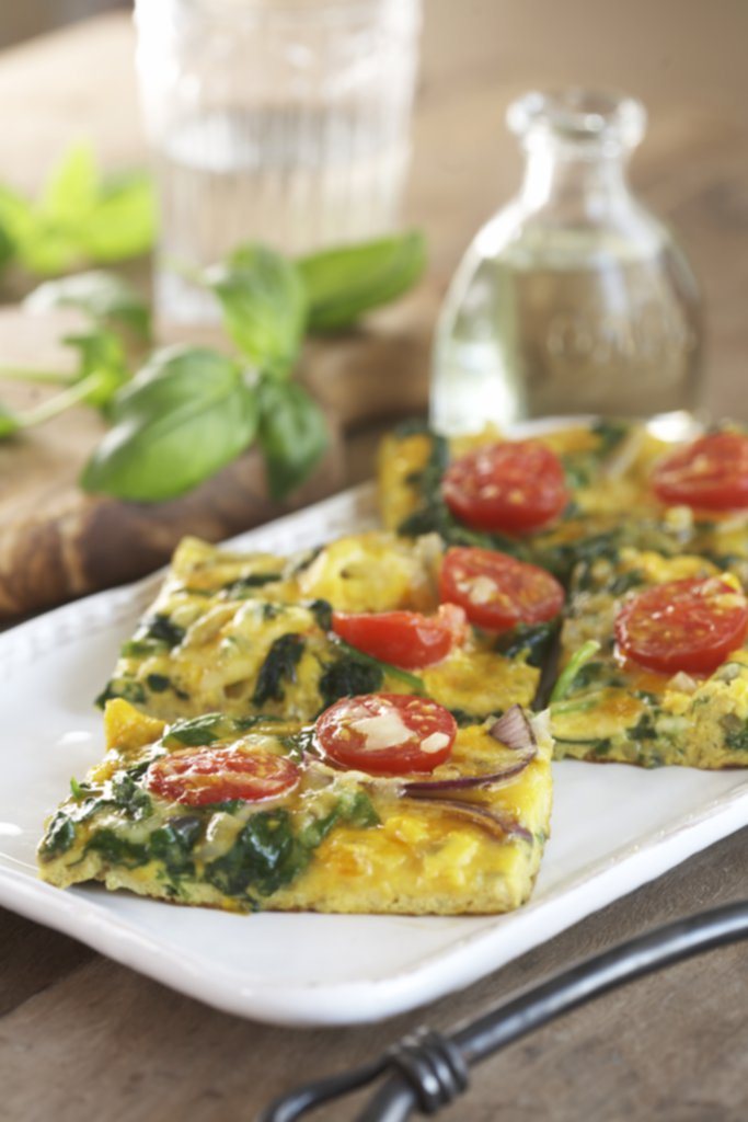 Frittata med tomater og spinat