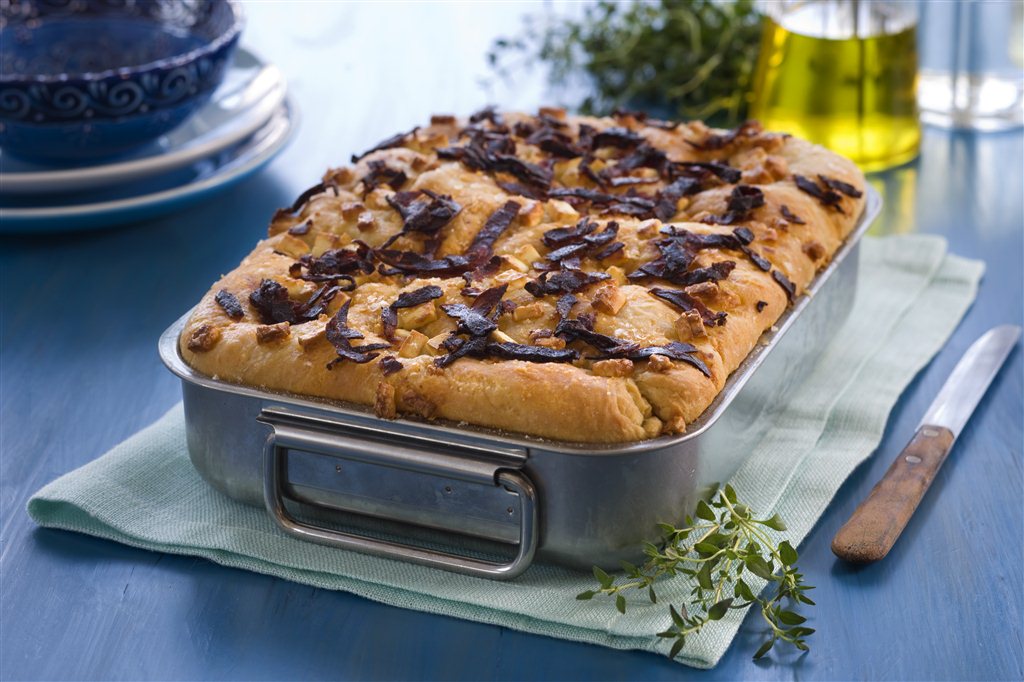 Chorizo- og feta focaccia