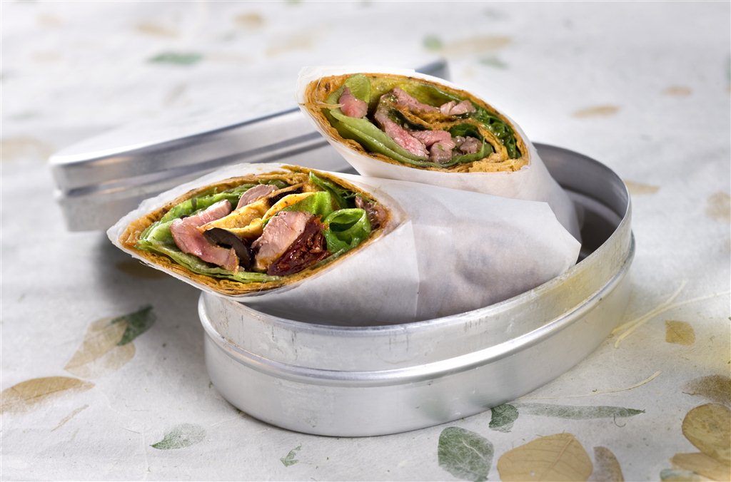 Wrap med biffstrimler