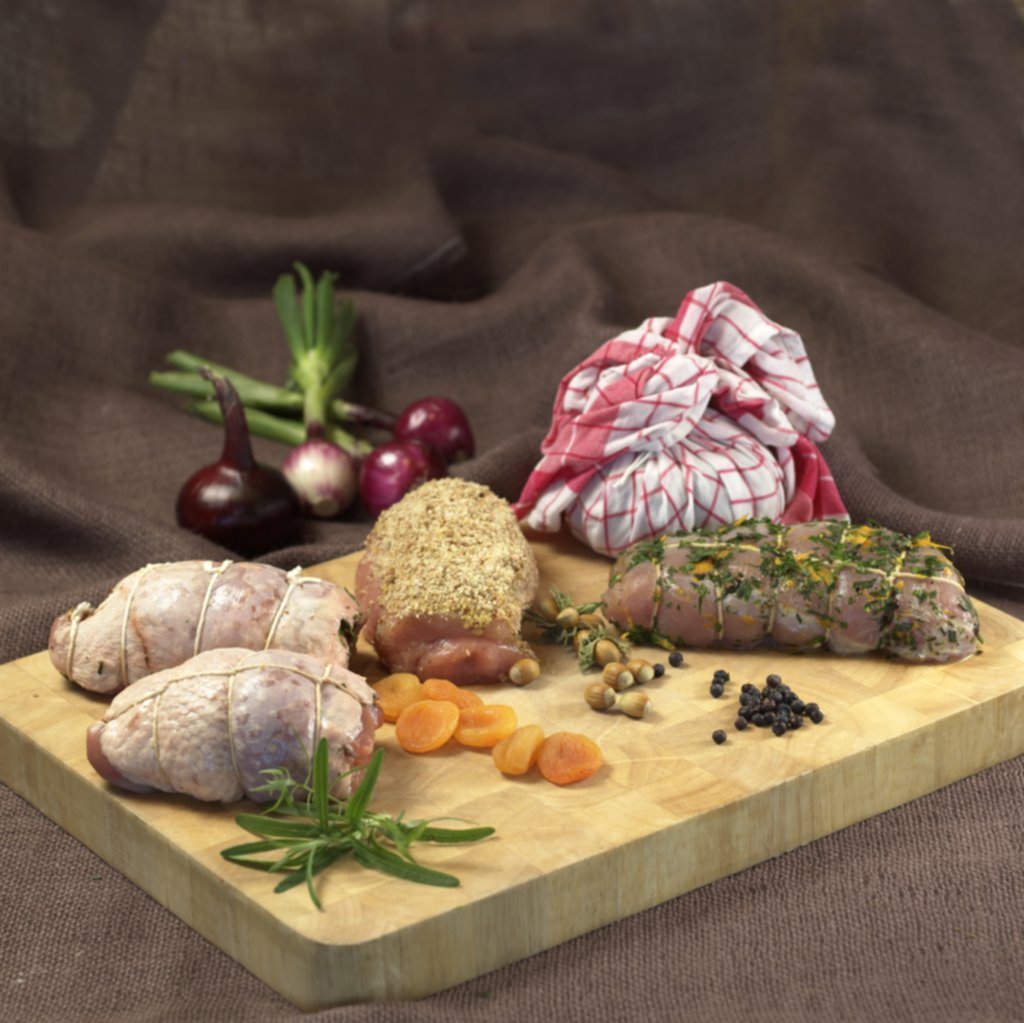 Samlebilde av pålegg, råvare