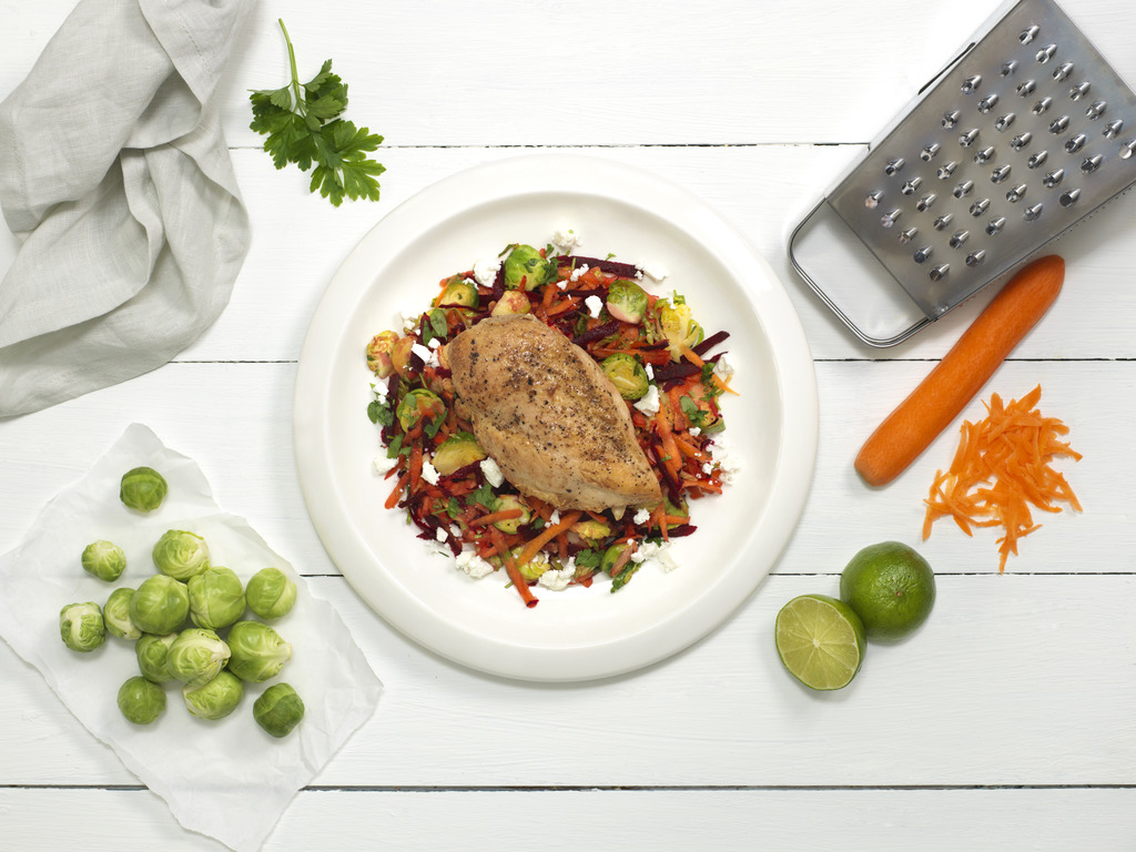 Kyllingfilet med rotgrønnsaker og fetaost