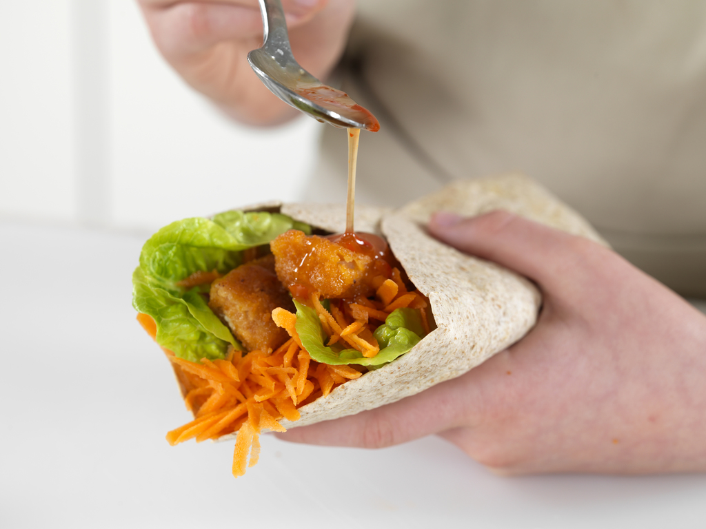 Fiskepinner i tortilla