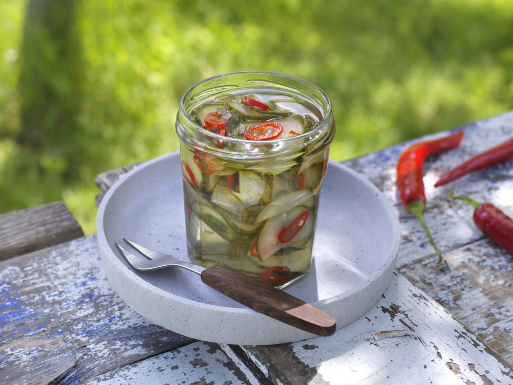 Syltet agurk med chili