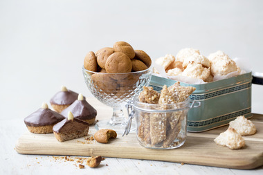 Sarah Bernhardt, peppernøtter, brune pinner og kokosmakroner