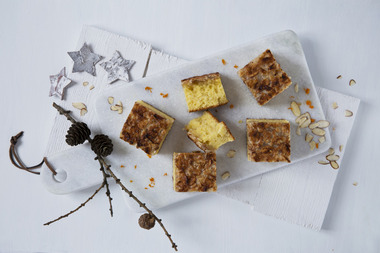 Appelsinkake med marsipan og sprøtt lokk