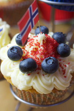 Cupcakes med flaggpynt