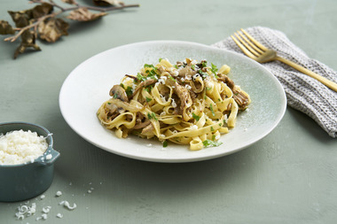 Kremet pasta med pulled pork                               