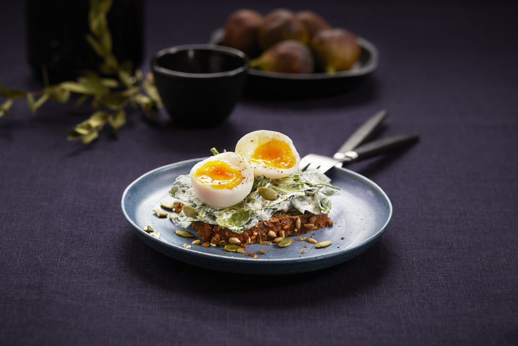 Kokt egg på spinatkrem