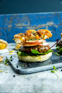 Chorizoburger med scampi - 1.3 høyde