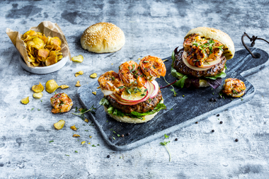 Chorizoburger med scampi 1.1