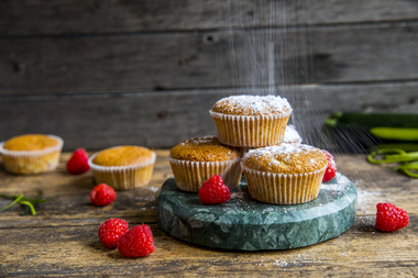 Muffins med squash og bringebær