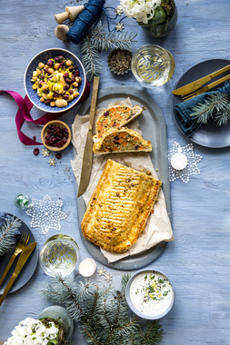 Vegetar Wellington med søtpotet - stemningsbilde vegetarisk jul - høydeformat