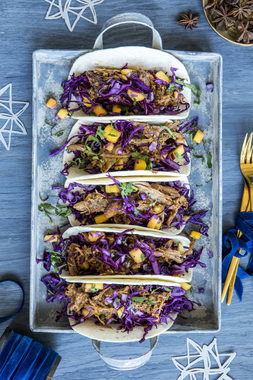 Taco med julesmaker - høydebilde