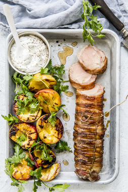 SVINEFILET I BACONSNURR - høydebilde