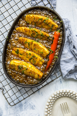 GRILLET ANANAS MED ROMSAUS - høydebilde