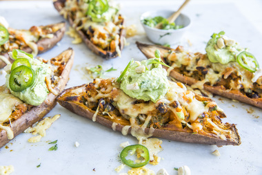 Bakt søtpotet med bønner