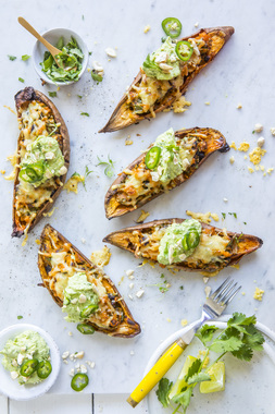 Bakt søtpotet med bønner