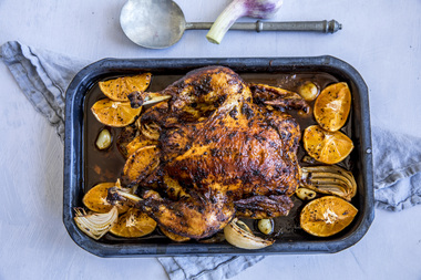 Helstekt kylling med appelsin