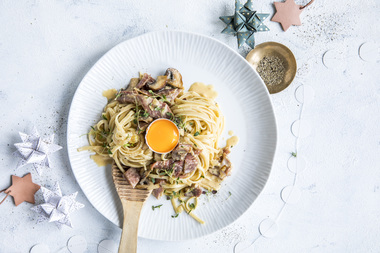 Pasta Carbonara med pinnekjøtt