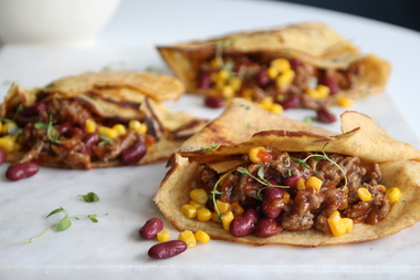 Grov pannekake med restemat