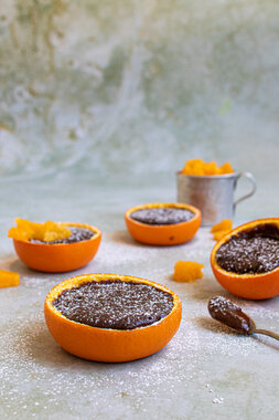 Sjokoladefondant i appelsinskall