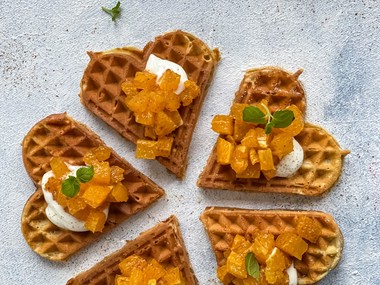 Byggvafler med appelsin