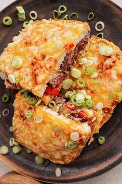 Biffsandwich med karamellisert løk