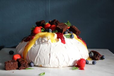 Pavlova med brownie