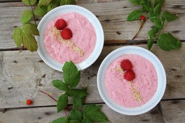 Smoothiebowl med bringebær