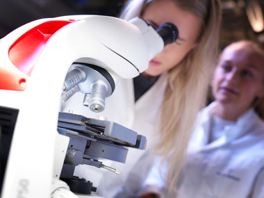 Studenter i laboratorium på Marineholmen