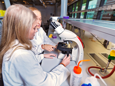 Studenter i laboratorium på Marineholmen