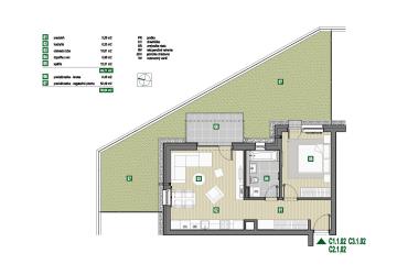 Reality PNORF – novostavba 2i byt, 52 m2, terasa, kobka, pozemok 59 m2, Limbašská ul.