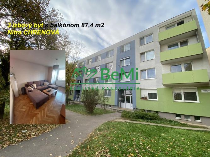 Reality PREDANÉ Nitra Chrenová 3 izbový byt 87,4 m2 balkón, pivnica, šatník,špajza... ID 526-113-MIGa