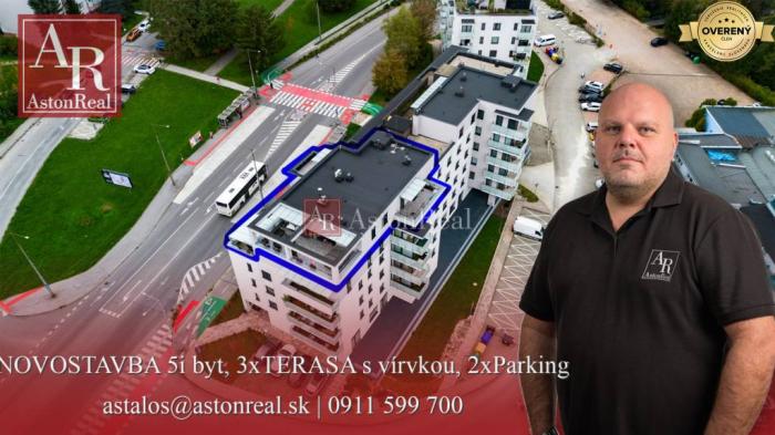 Reality EXKLUZÍVNE: 5i byt NOVOSTAVBA, 3x TERASA s vírvkou, 218m2, 2x parking
