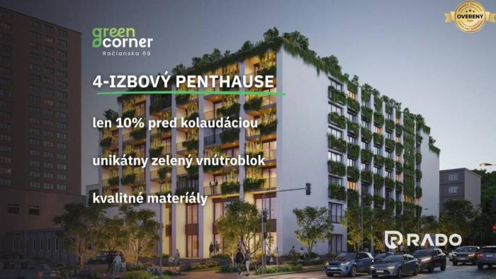 Reality RADO | 4 izbový penthouse 155m² | Greencorner | Bratislava-Nové mesto
