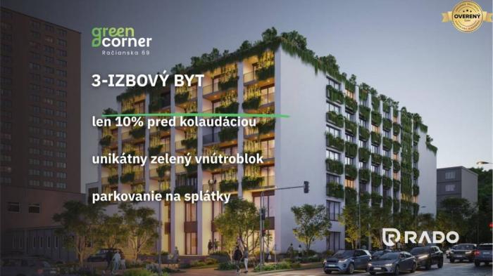 Reality RADO | 3 izbový byt 99m² | Greencorner | Bratislava-Nové mesto