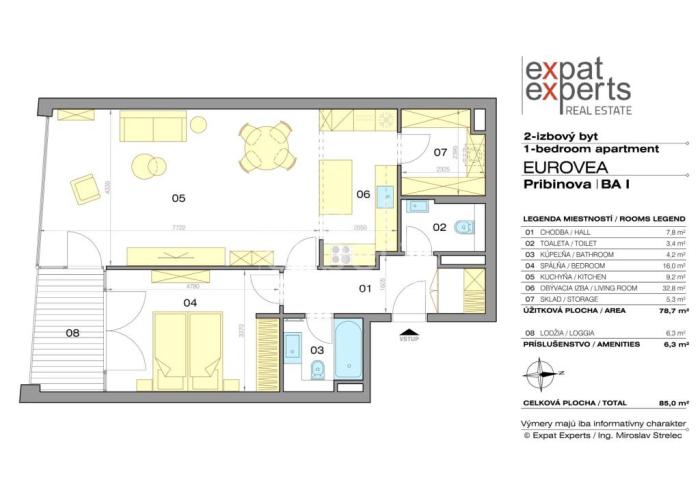 Reality Charizmatický, moderný 2i byt 80m2, terasa, výhľad na Dunaj, EUROVEA