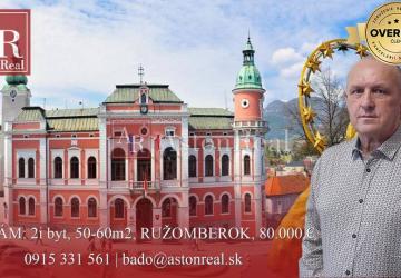 Reality HĽADÁM pre klienta: 2i byt, cca 50m2, RUŽOMBEROK, do 120.000,- €
