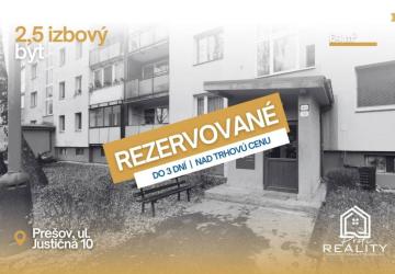 Reality REZERVOVANÝ | 2,5 izbový byt, 64 m², Justičná 10, Prešov