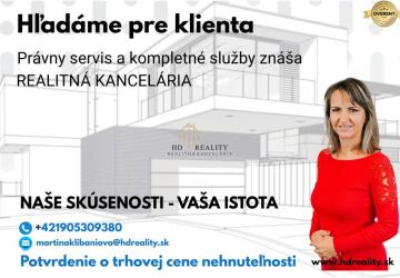 Reality Hľadáme pre klienta rodinný dom v obci Švábovce.